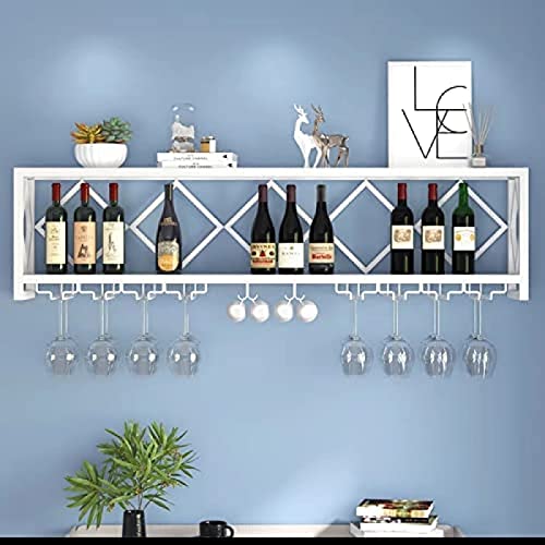 Weinregal, Bar-Einheit, schwebende Regale, wandmontiertes umgekehrtes Weinglasregal, multifunktionaler Flaschenhalter aus Eisen, einfaches hängendes Kelchregal mit Trennwänden, 100 x 25 x 45 cm, von MNCXMOBA