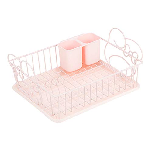 MNSSRN Süße rosa Multifunktions-Abtropfgestell, Single-Layer-Storage-Geschirr Wäscheständer, Belüftung, trocken und sauber mit Wasserschale von MNSSRN