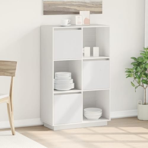 MOBCANT Highboard, Anrichte Vorratsschrank Kabinettmöbel Kleiderschrank Geeignet für Schlafzimmer Küche Wohnbereich Foyer Weiß 74x35x117 cm Massivholz Kiefer MOBCANT Highboard, Anrichte Vorratsschrank Kabinettmöbel Kleiderschrank Geeignet für Schlafzimmer Küche Wohnbereich Foyer Weiß 74x35x117 cm Massivholz Kiefer von MOBCANT