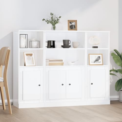 MOBCANT Highboards 3 STK, Vitrinenschrank Storage Cabinet Kleiderschrank Apothekerschrank Geeignet für Küche Schlafzimmer Wohnbereich Korridor Hochglanz-Weiß Holzwerkstoff MOBCANT Highboards 3 STK, Vitrinenschrank Storage Cabinet Kleiderschrank Apothekerschrank Geeignet für Küche Schlafzimmer Wohnbereich Korridor Hochglanz-Weiß Holzwerkstoff von MOBCANT