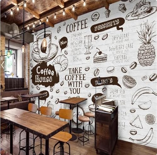 MOBYAT 3D-Tapete, handbemalt, weiße Wand, Café, Dekoration, Tapete, Restaurant, Hintergrund, 3D, 430 x 300 cm von MOBYAT