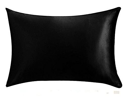 Kissenbezug aus seidigem Satin, Standard/Königin, 1 Stück, Schwarz, Kleinkind, 35 x 50 cm von MOCOBA