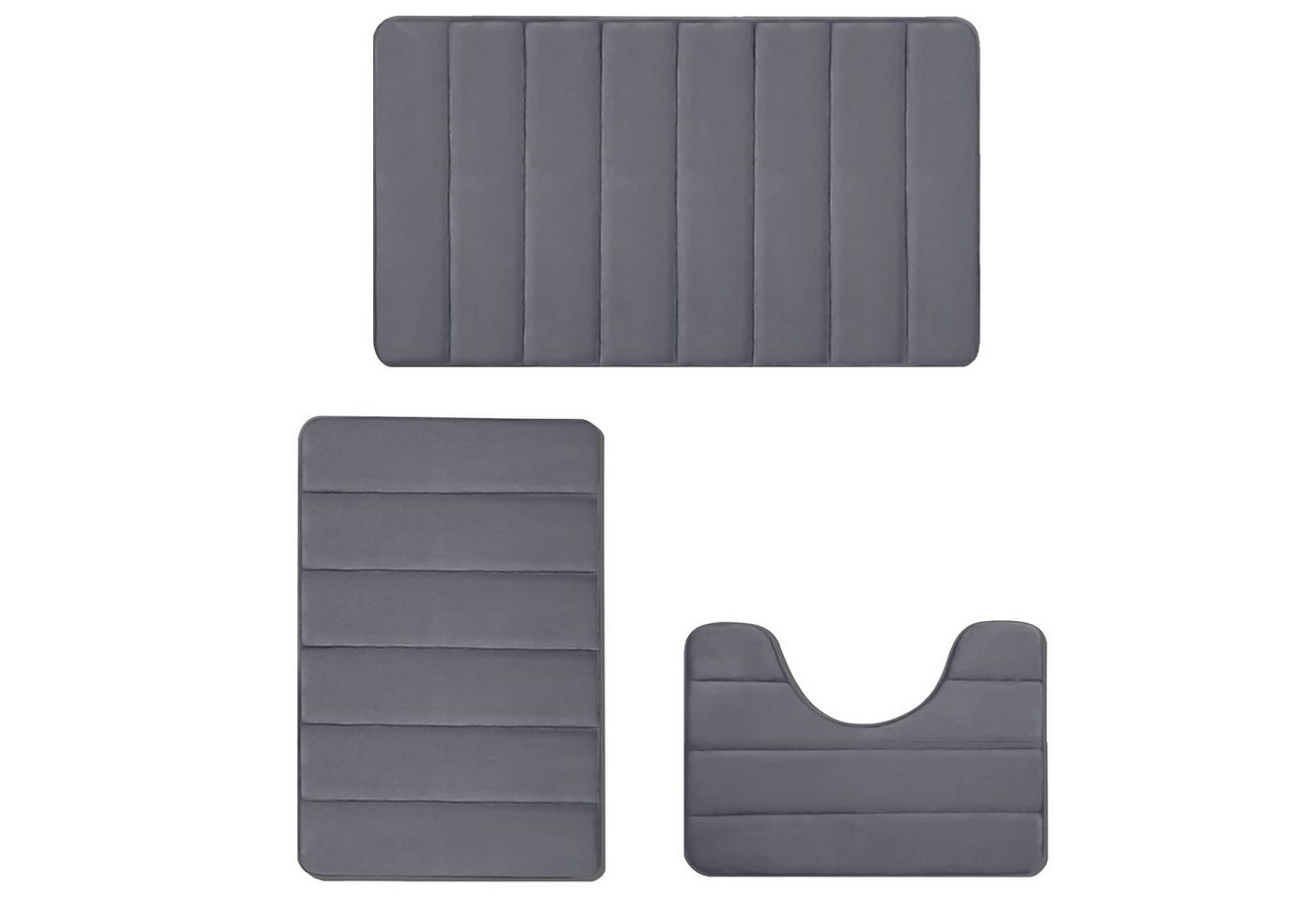 Badematte 3er Badematten Set Badvorleger Duschvorleger Duschmatte Badteppich MODFU, PVC-Rückseite, Rutschfest, Weich, Maschinenwaschbar, Polyester, Memory Schaum, 40x60+50x60U+50x80CM, Badezimmern Waschtischen Schlafzimmern Wohnzimmern Fluren Waschküchen von MODFU