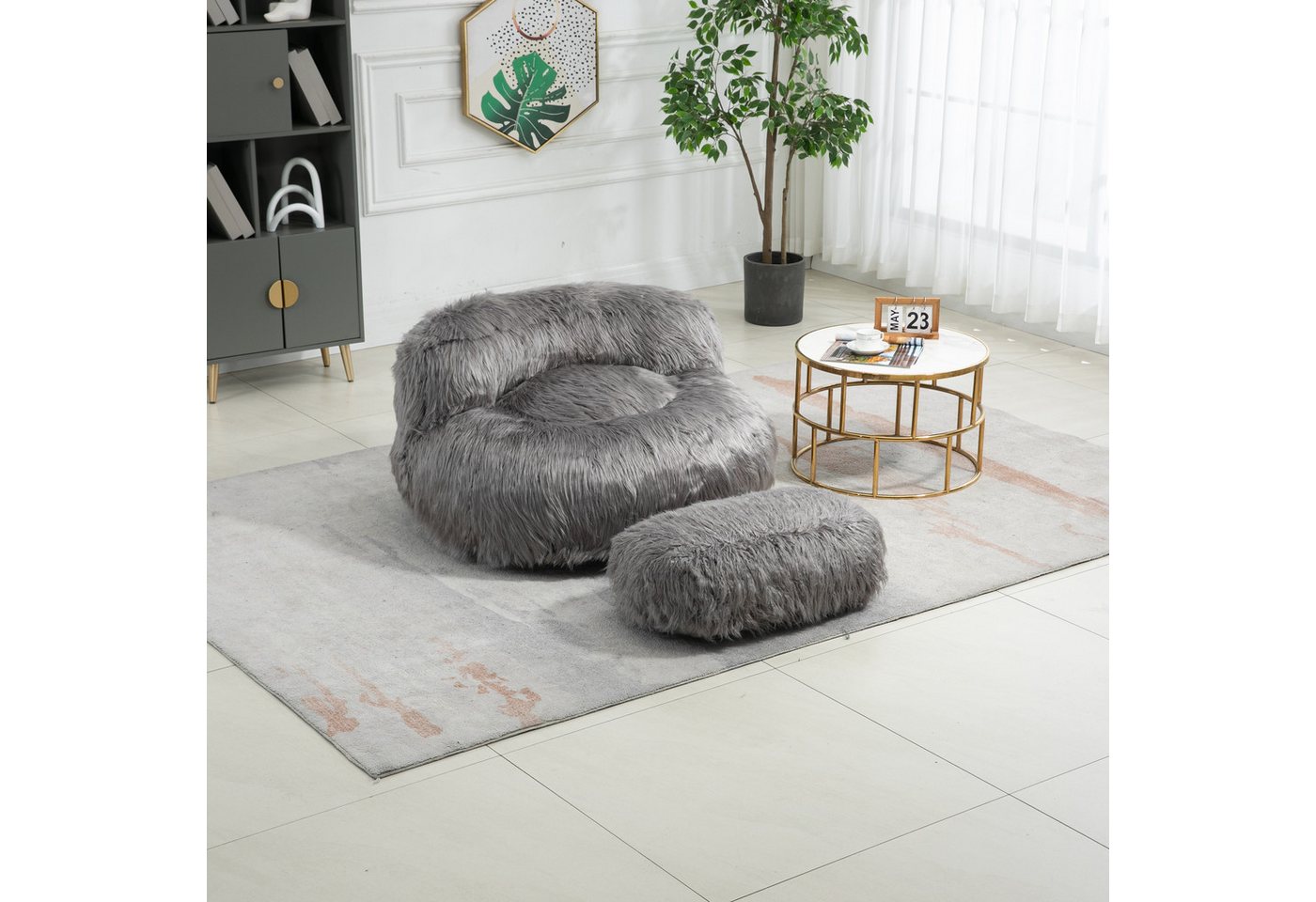 MODFU Sitzsack Bequemer flauschiger Sitzsack Stuhl (Kunstpelz Sitzsack Lazy Schlafsofa für Wohnzimmer,Wohnung,Schlafzimmer,Home Office) von MODFU