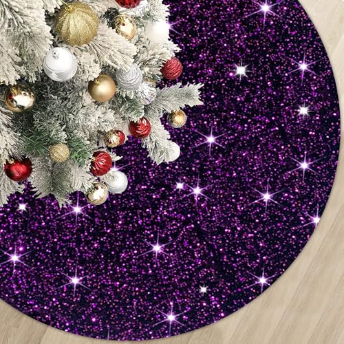 Lila Weihnachtsbaum Rock 46 Zoll Pailletten Baumrock Glitzer Weihnachtsbaum Rock Groß mit Samt Baum Teppich Halloween Deko für Baum Vintage Baumdecke Metall Baumrock von MODFUNS