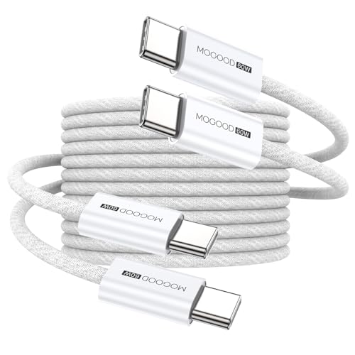 MOGOOD USB C auf USB C Kabel 1M 2Pack, 60W USB C Kabel PD Schnellladekabel Nylon USB Typ C Ladekabel für iPhone15/15 Pro/15 Pro Max, Samsung Galaxy S23 /S22, Pixel und mehr(weiß) von MOGOOD