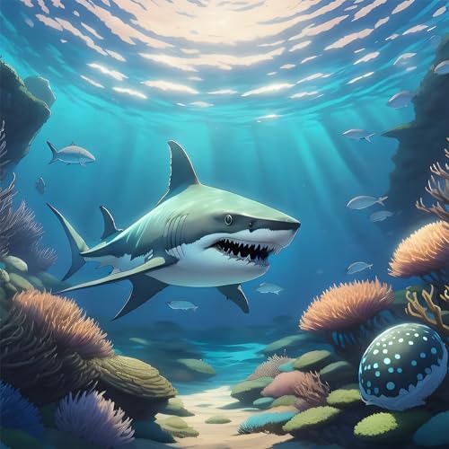 MOGTAA Diamond Painting Set Hai, 5D Shark Diamant Painting Bilder für Erwachsene Anfänger, Full Drill Diamond Art Tiere Diamant Malerei für Home Dekor 30x40cm von MOGTAA