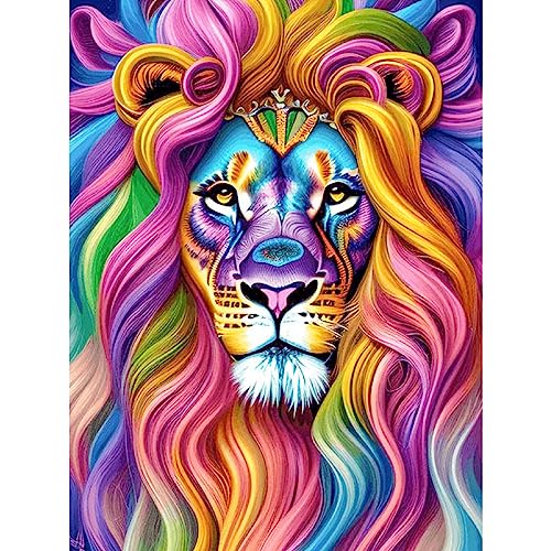 MOGTAA Löwe Diamond Painting Erwachsene, 5D Lion Diamant Painting Bilder für Erwachsene Kinder, DIY Diamond Art Tiere Diamant Malerei Bilder für Heimdecor 30x40cm von MOGTAA