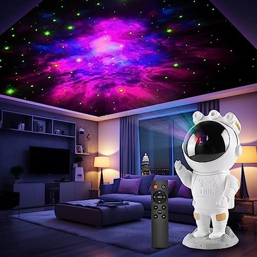 LED Astronaut Sternenhimmel Projektor,Spaceman Galaxy Star Nachtlicht，Planetarium, mit Timer, Fernbedienung，Schlafzimmer Deckenprojektion Lampe，Geschenk für Kinder und Erwachsene von MOLEKSDAL