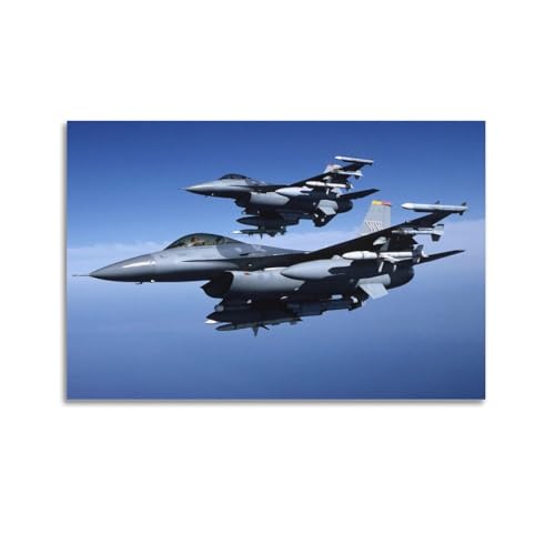 Poster "Aviation Fighter", Motiv: Zwei F-16 Falke Fighter Jets, Poster, dekorative Malerei, Leinwand, Wandposter und Kunstdruck, moderne Familienschlafzimmer-Dekoration, Poster, 60 x 90 cm von MOLIG