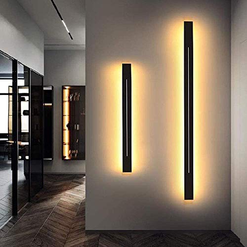MOLOURK LED Wandleuchte Innen Schwarz Wandlampe Mit Schalter Acryl Up&Down Spiegelleuchte Lange Lichtleiste Warmweiß Wandbeleuchtung Badlampe für Badzimmer Schlafzimmer Wohnzimmer Treppen (A,100CM) von MOLOURK
