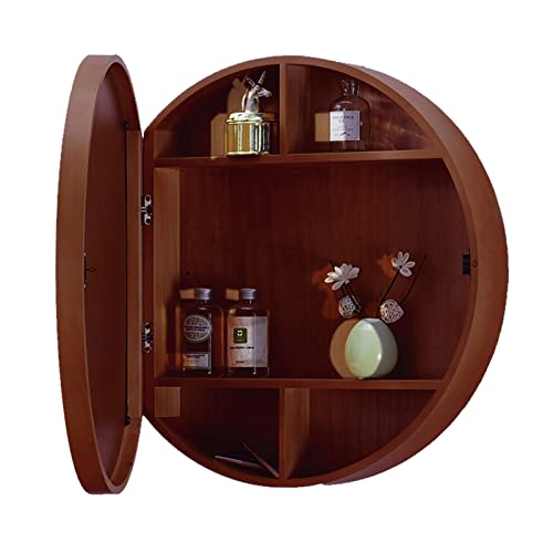 MOLVUS Badezimmerschrank zur Wandmontage, runder Medizinschrank zur Wandmontage | Runder Kosmetikspiegelschrank aus Holz mit Stauraum, 2-in-1-Spiegelschränke für Wohnzimmer, Küche und Schlafzimmer von MOLVUS