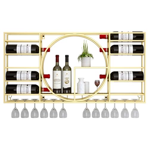 Weinregal zur Wandmontage mit Stielglasregal, modernes wandmontiertes Weinpräsentationsregal aus Metall, schwebende Regale für die Küche in Restaurants und Bars zu Hause von MOLVUS