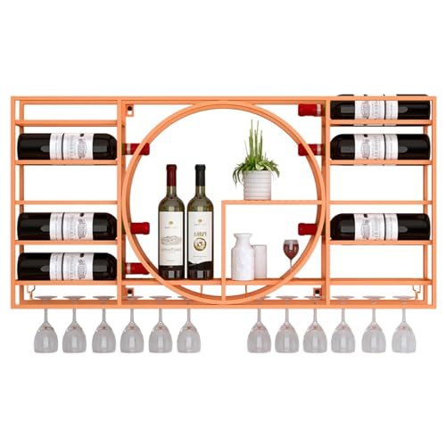 Weinregal zur Wandmontage mit Stielglasregal, modernes wandmontiertes Weinpräsentationsregal aus Metall, schwebende Regale für die Küche in Restaurants und Bars zu Hause von MOLVUS
