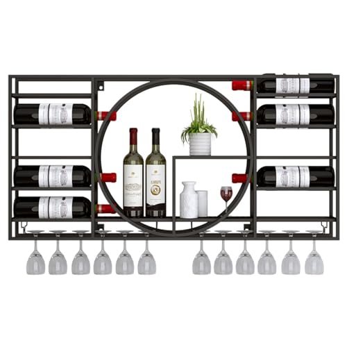 Weinregal zur Wandmontage mit Stielglasregal, modernes wandmontiertes Weinpräsentationsregal aus Metall, schwebende Regale für die Küche in Restaurants und Bars zu Hause von MOLVUS