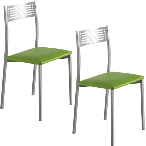 MOMMA HOME Küchenstühle, 2er-Set, Modell Sydney, Sitze aus Kunstleder, Maße 41 x 47 x 86 cm (Grün/Silber) von MOMMA HOME