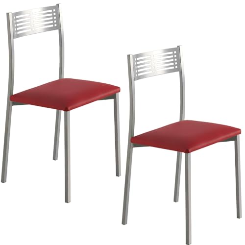 MOMMA HOME Küchenstühle, 2er-Set, Modell Sydney, Sitze aus Kunstleder, Maße 41 x 47 x 86 cm (Rot/Silber) von MOMMA HOME