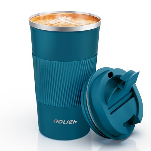 Aolieh Thermobecher kaffee to go, 510ML Kaffeebecher mit Auslaufsicherem Deckel, Thermobecher- Isolierbecher, Edelstahl Travel Mug, Kaffeebecher to go für heißes und kaltes Wasser Kaffee Tee von Aolieh