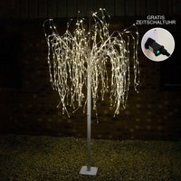 Monster Shop - Beleuchteter Trauerweidenbaum 240cm LED-Trauerweide Weiß mit 800 warmweißen LEDs 8m Kabel 6 / 18 Stunden Zeitschaltuhr Timer - Weiß von MONSTER SHOP