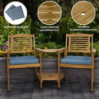 Monster Shop - Doppel Gartenbank mit Tisch Loveseat Wetterfest 2-Sitzer Akazie Adirondack Liebessitz Sitzbank Sonnenschirmloch Ecksitz Eckbank von MONSTER SHOP