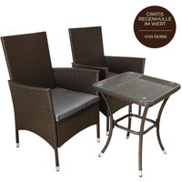 Monster Shop - Gartenmöbel Set Bistroset Sitzgruppe Rattan Gartenset Essgruppe Stuhl Tisch Braun Terassenmöbel Gartenmöbel - Braun von MONSTER SHOP