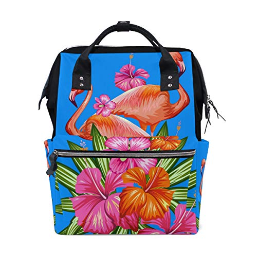 MONTOJ Rucksack mit Flamingo-Vögeln und Blumen, Segeltuch, für Reisen von MONTOJ