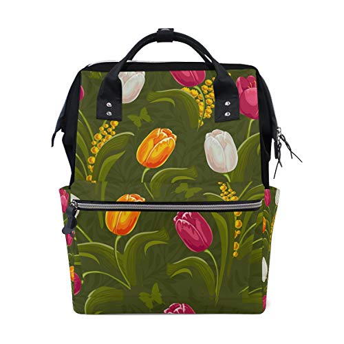 Montoj, Bunte Tulpen Blumen Segeltuch Reisetasche Campus Rucksack von MONTOJ