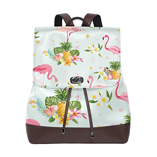 Montoj Reisetasche aus Leder, Motiv: Flamingo, Vogel und tropische Blumen, 9 Stück von MONTOJ