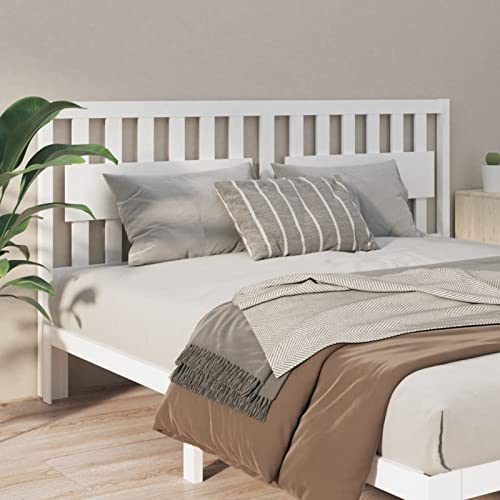 MOONAIRY Bett-Kopfteil, Bettrückwand, Bettkopfteil, Kopfenden Bett, Weiß 185,5x4x100 cm Massivholz Kiefer von MOONAIRY
