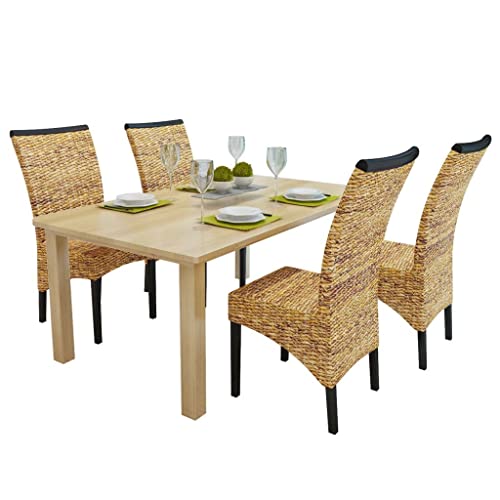 MOONAIRY Esszimmerstühle 4 STK Küchenstühle, Essstühle, Esstisch Stühle, Dining Chairs, Armlehnstuhl, Living Room Chair, Stühle Esszimmer Set, Abaca und Mango Massivholz von MOONAIRY