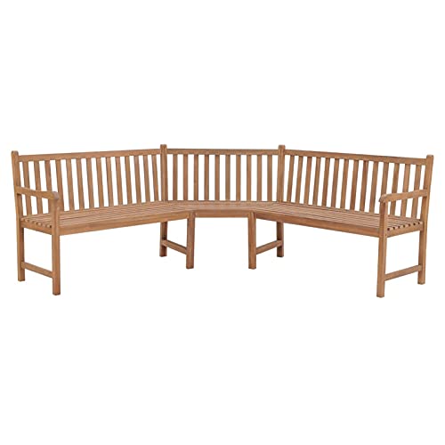 MOONAIRY Garten-Eckbank, Sitzbank Outdoor, Outer Banks, Gartenbank, Bank Garten, 185x185x90 cm Massivholz Teak von MOONAIRY