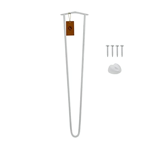 Moria Hairpin Leg 1 Stück | Möbelfüße, Tischbeine von 10 bis 80 cm | für Schrank, Hocker, Nachttisch, Couchtisch | Tischfüße mit Bodenschoner und Schrauben | 80 cm - 2 Streben (Metall, Weiß) von MORIA DESIGN