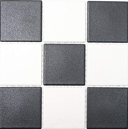Mosaik Fliese Wand Boden Keramik Schachbrett Schwarz Weiß Duschtasse RUTSCHSICHER RUTSCHHEMMEND - MOS22-0304-R10 von MOSANI