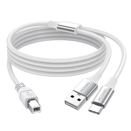 MOSWAG 2in1 USB C auf USB B Druckerkabel 1.5 M mit USB Druckerkabel USB A-Stecker auf B-Stecker Druckerkabel Kompatibel mit MacBook Pro, HP, Canon, Brother, Samsung Druckern von MOSWAG