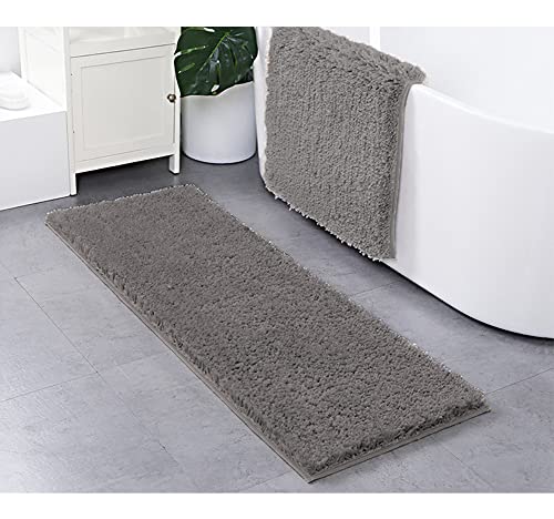 Extra lange Badematte, wasserabsorbierend, große Badezimmermatte, rutschfester Badvorleger, waschbar, Mikrofaser, Badezimmerteppich für Badewanne und Dusche, Bodenteppich, Grau, 45 x 120 cm von MOTT 50