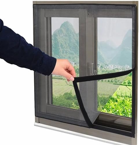 110x150cm,Fenster Fliegengitter Insektenschutz Fliegenvorhang Moskitonetz für Fenster Verhindert Insektenbefall, Luftdurchlässigkeit, ohne Bohren Montage von MOUSKE