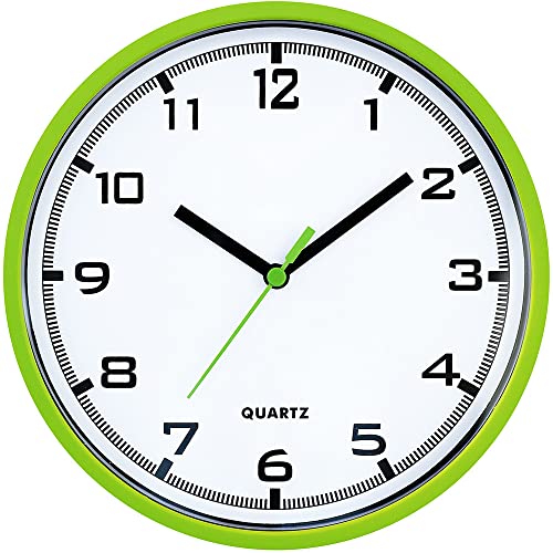 MPM Quality Design Wanduhr, Moderne Uhr, Wand-Deko aus Kunststoff, Grün/Weiß, Quarz-Schrittmotor, das ideale Accessoire für jeden Raum im Haus: Wohnzimmer, Schlafzimmer, Küche, Büro, Größe: ∅ 200 mm MPM Quality Design Wanduhr, Moderne Uhr, Wand-Deko aus Kunststoff, Grün/Weiß, Quarz-Schrittmotor, das ideale Accessoire für jeden Raum im Haus: Wohnzimmer, Schlafzimmer, Küche, Büro, Größe: ∅ 200 mm von MPM Quality