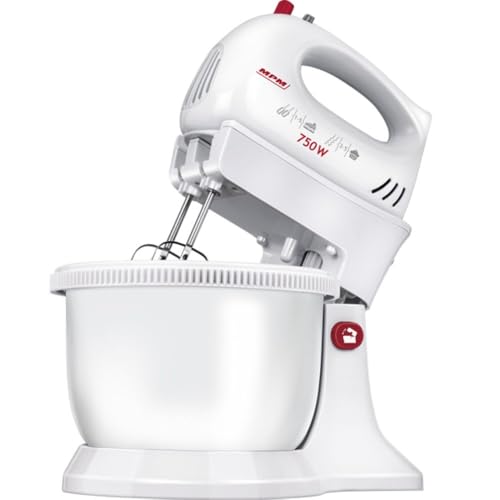 MPM MMR-16Z Teigknetmaschine mit Rotierender Schüssel 3,4 L, BPA frei, Knetmaschine Küchenmaschine, 5 Geschwindigkeiten + Turbo, Stangen und Knethaken Edelstahl, Weiß, 750W MPM MMR-16Z Teigknetmaschine mit Rotierender Schüssel 3,4 L, BPA frei, Knetmaschine Küchenmaschine, 5 Geschwindigkeiten + Turbo, Stangen und Knethaken Edelstahl, Weiß, 750W von MPM