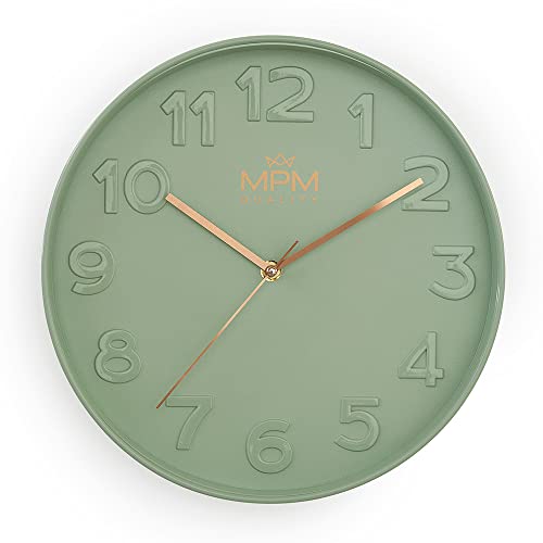MPM Quality Design Wanduhr, Grün, Modern Kunststoff Uhr, Glas, Quarz-Uhrwerk Sweep, 305x305x42 mm, für Wohnzimmer, Schlafzimmer, Küche, Büro und in jeden Raum MPM Quality Design Wanduhr, Grün, Modern Kunststoff Uhr, Glas, Quarz-Uhrwerk Sweep, 305x305x42 mm, für Wohnzimmer, Schlafzimmer, Küche, Büro und in jeden Raum von MPM Quality