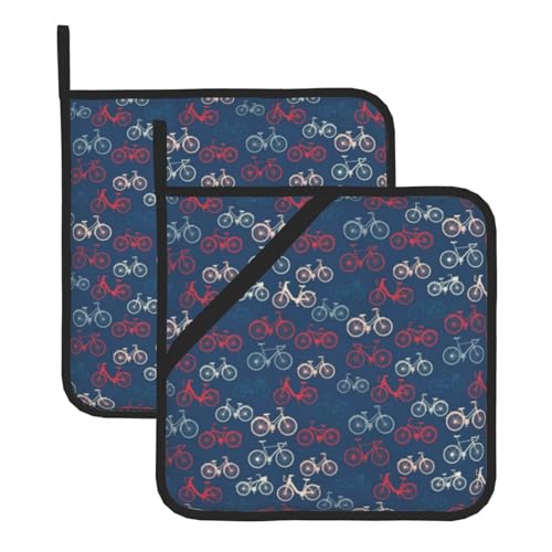 Mqgmz Bikes Topflappen, Fahrrad-Druck, Frühjahr/Sommer, Erwachsene, 20,3 x 20,3 cm, 2 Stück, Grill-Geschenke, Männer und Frauen von MQGMZ