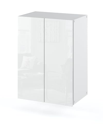 MRBLS Badezimmerschrank (Weiß Matt - Weiß Glanz) – Badezimmerschränke - Hängeschrank Für Badezimmer - Badezimmerschrank Hängend - Schrank Badezimmer - Wandschrank Badezimmer - 40 x 60 x 25 cm (B/H/T) von MRBLS_HOME