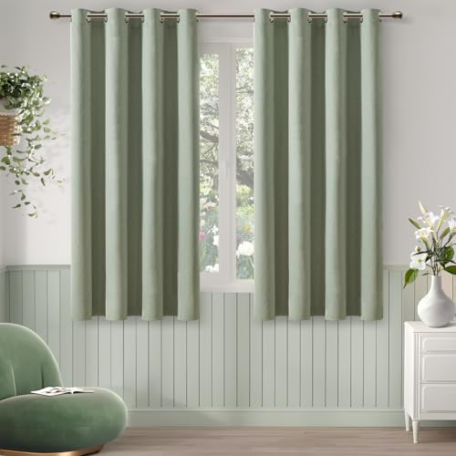MRTREES Vorhang Verdunkelung Salbeigrün Gardinen 100% Blickdicht, Vorhänge Leinenoptik mit Ösen 2er Set, 137 cm Lang, 117 cm Breit, Thermo Vorhänge Gegen Kälte für Schlafzimmer Wohnzimmer MRTREES Vorhang Verdunkelung Salbeigrün Gardinen 100% Blickdicht, Vorhänge Leinenoptik mit Ösen 2er Set, 137 cm Lang, 117 cm Breit, Thermo Vorhänge Gegen Kälte für Schlafzimmer Wohnzimmer von MRTREES