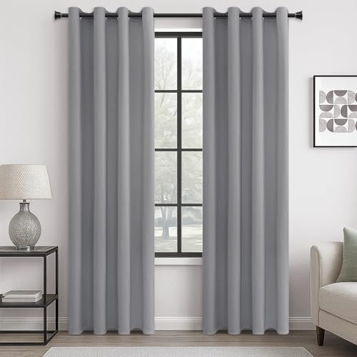 MRTREES Gardinen Blickdicht mit Ösen 2er Set Thermo Gardinen Verdunkelnd, Schallschutz Vorhang Hellgrau 220 cm Lang, 140 cm Breit, Verdunklungsvorhänge für Wohnzimmer Schlafzimmer MRTREES Gardinen Blickdicht mit Ösen 2er Set Thermo Gardinen Verdunkelnd, Schallschutz Vorhang Hellgrau 220 cm Lang, 140 cm Breit, Verdunklungsvorhänge für Wohnzimmer Schlafzimmer von MRTREES