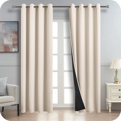 MRTREES Thermovorhang Kälteschutz Gegen Kälte Tür 100% Vorhänge Blickdicht, Vorhang Wärmeisolierend Gardinen Beige mit Ösen 2er Set für Fenster Kinderzimmer, 200 cm Lang, 140 cm Breit MRTREES Thermovorhang Kälteschutz Gegen Kälte Tür 100% Vorhänge Blickdicht, Vorhang Wärmeisolierend Gardinen Beige mit Ösen 2er Set für Fenster Kinderzimmer, 200 cm Lang, 140 cm Breit von MRTREES