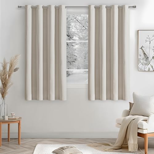 MRTREES Vorhänge Leinenoptik Vorhang 100% Abdunkelnd Gardinen Schals 2er Set mit Ösen, Vorhänge Beige Blickdicht 160 cm Lang, 132 cm Breit, Kurze Vorhänge Fenster für Schlafzimmer Wohnzimmer MRTREES Vorhänge Leinenoptik Vorhang 100% Abdunkelnd Gardinen Schals 2er Set mit Ösen, Vorhänge Beige Blickdicht 160 cm Lang, 132 cm Breit, Kurze Vorhänge Fenster für Schlafzimmer Wohnzimmer von MRTREES