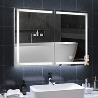 Spiegelschrank Bad mit led Beleuchtung, Badschrank mit Spiegel, 3 Farbtemperatur dimmbare, 80x13.5x60cm, Weiß - Weiß von MSMASK
