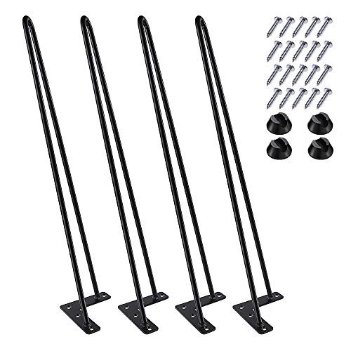 22 Zoll Haarnadel Beine, Heavy Duty Metal Tischbeine für Schrank, TV-Schränke, Schubladen, Nachttisch, 3/8" Dia Satin schwarz zwei-Stab Eisen Draht Beine für DIY Möbel (55.5cm, schwarz) von MSOBAIW