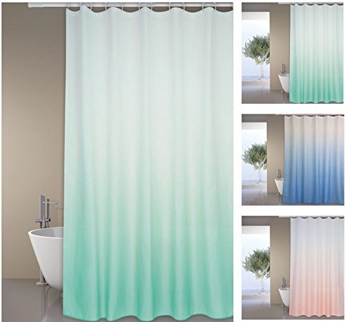 MSV Premium Anti-Schimmel Textil Duschvorhang - Anti-Bakteriell, waschbar, 100% wasserdicht, mit 12 Duschvorhangringen - Polyester, „Sugar“ Grün 180x200cm von MSV