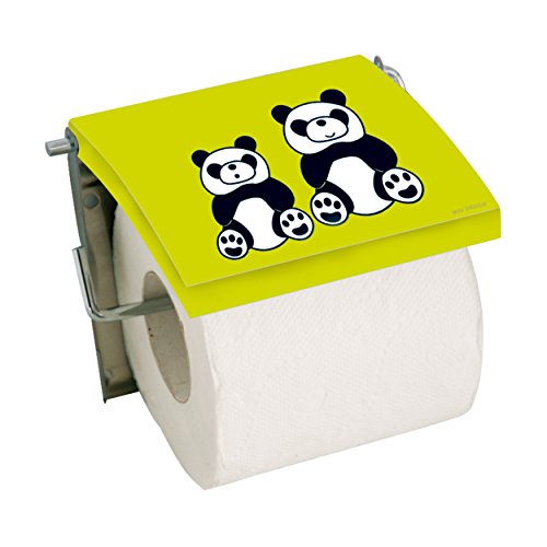 MSV Toilettenpapierhalter Panda, Stahl/MDF, Grün/Schwarz/Weiß, 30 x 20 x 15 cm von MSV
