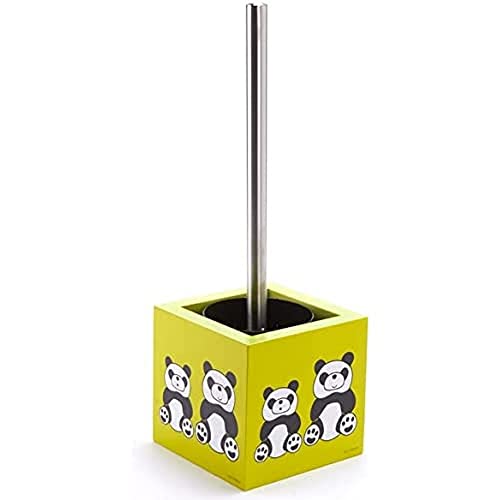 MSV WC-Garnitur Panda, Edelstahl, Silber/Grün/Schwarz/Weiß, 30 x 20 x 15 cm von MSV
